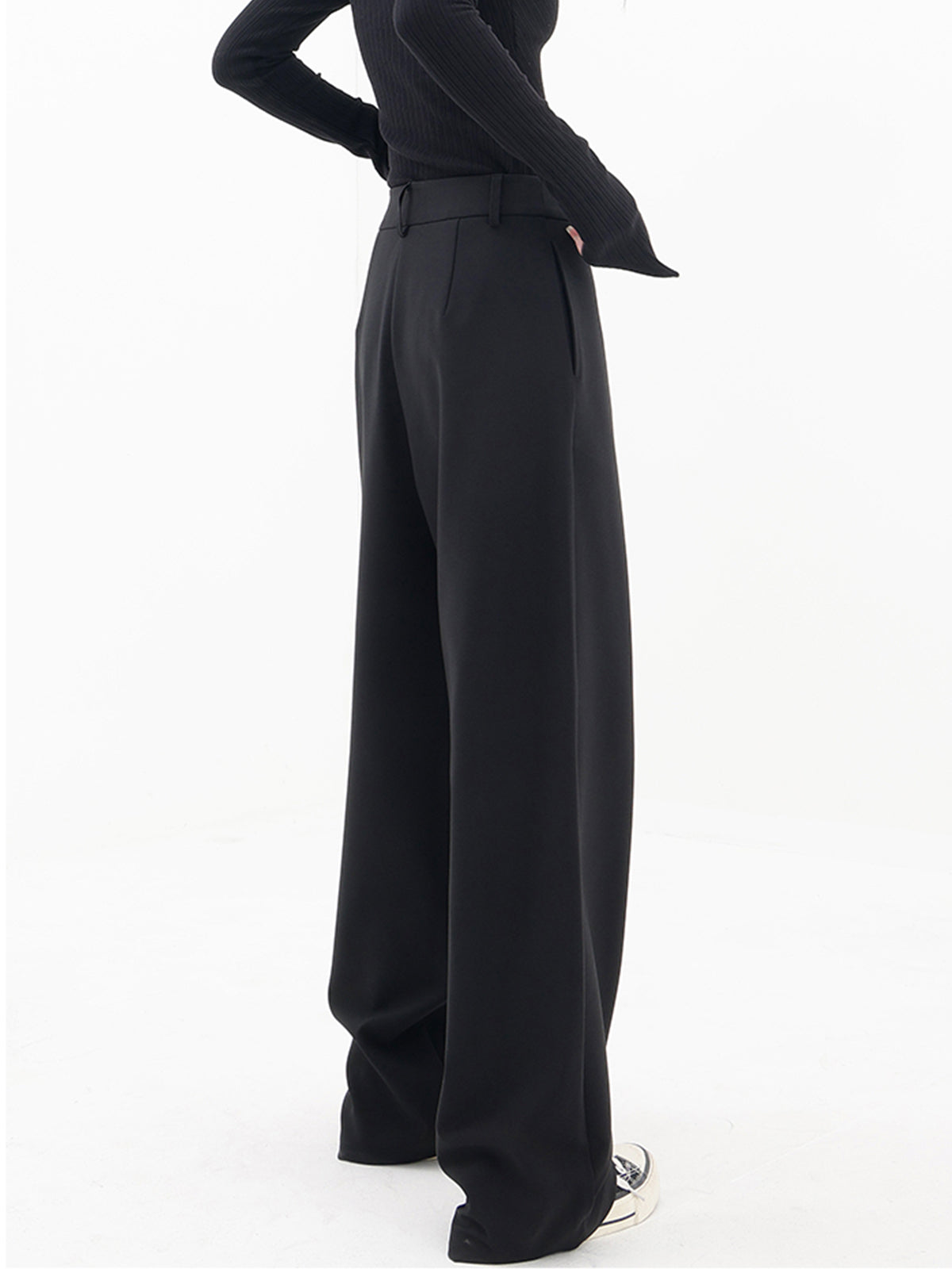 Asymmetrical Layer Button Trendy Wide Leg Dress Pants