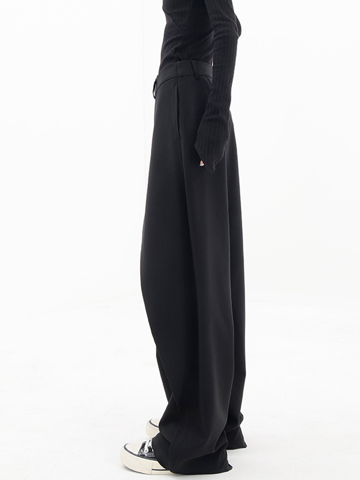 Asymmetrical Layer Button Trendy Wide Leg Dress Pants