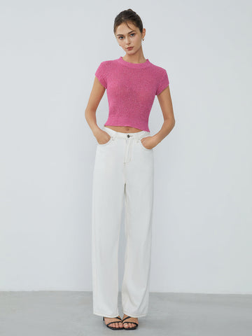 Cap Sleeve Graceful Knit Crop Top