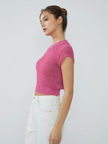 Cap Sleeve Graceful Knit Crop Top