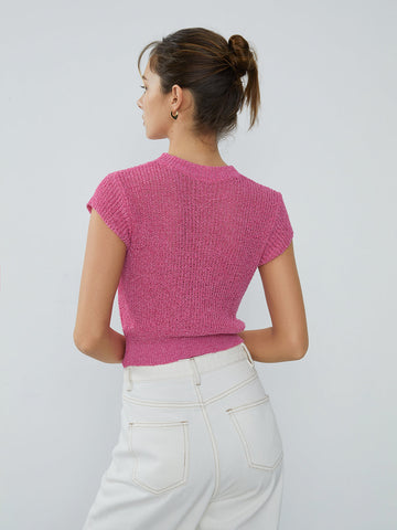 Cap Sleeve Graceful Knit Crop Top