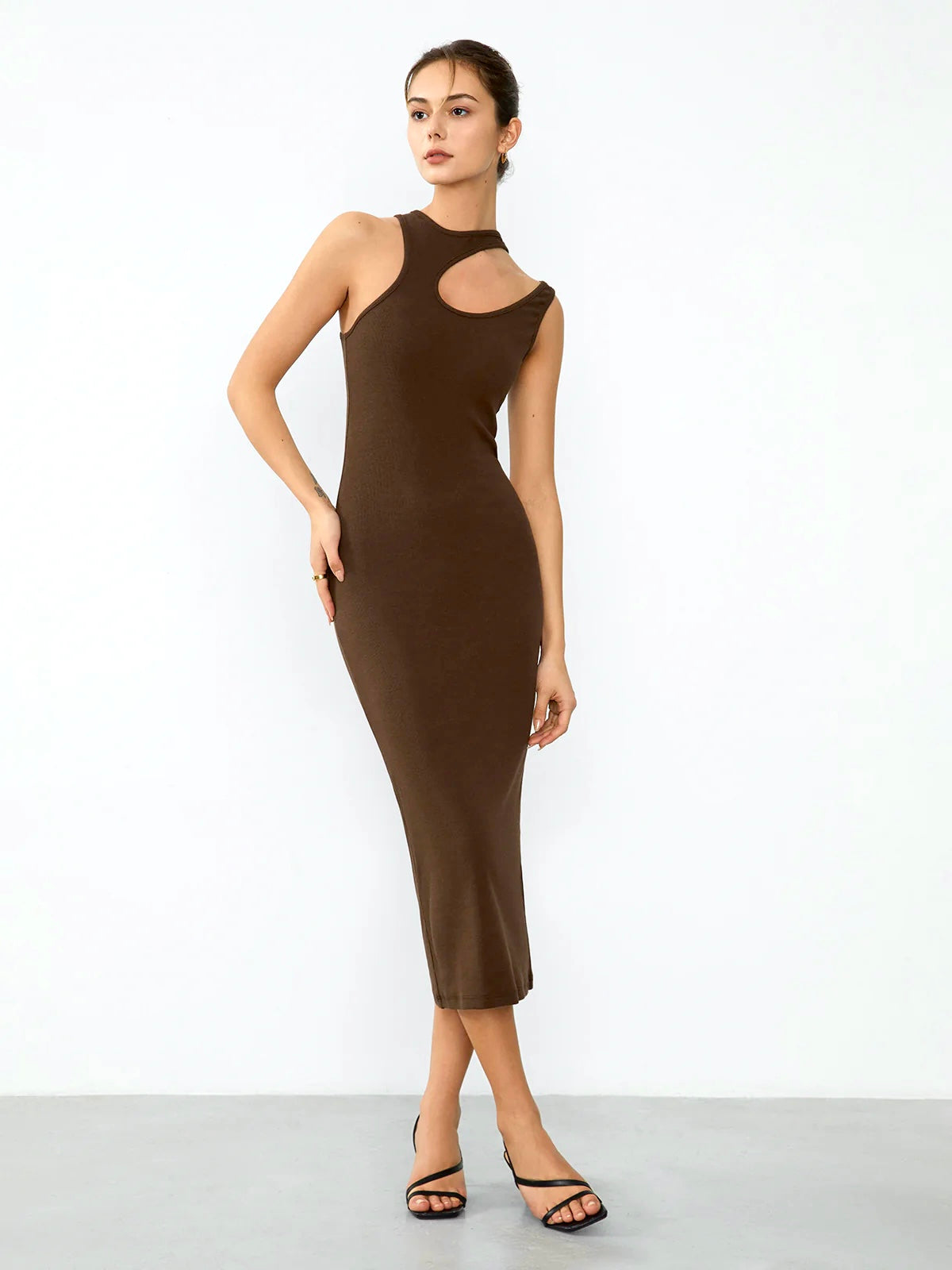 Halter Neck Graceful Cutout Midi Dress