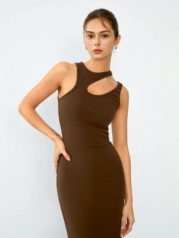 Halter Neck Graceful Cutout Midi Dress