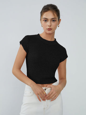 Cap Sleeve Graceful Knit Crop Top