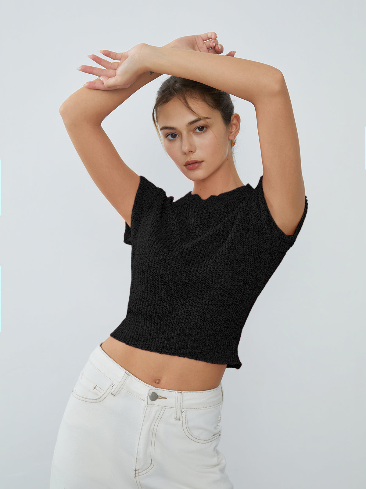 Cap Sleeve Graceful Knit Crop Top