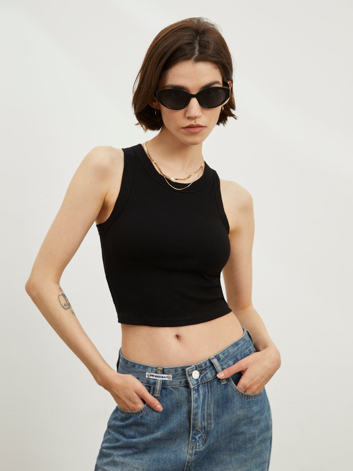 Back Chain Graceful Crop Tank Top