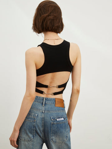 Back Chain Graceful Crop Tank Top