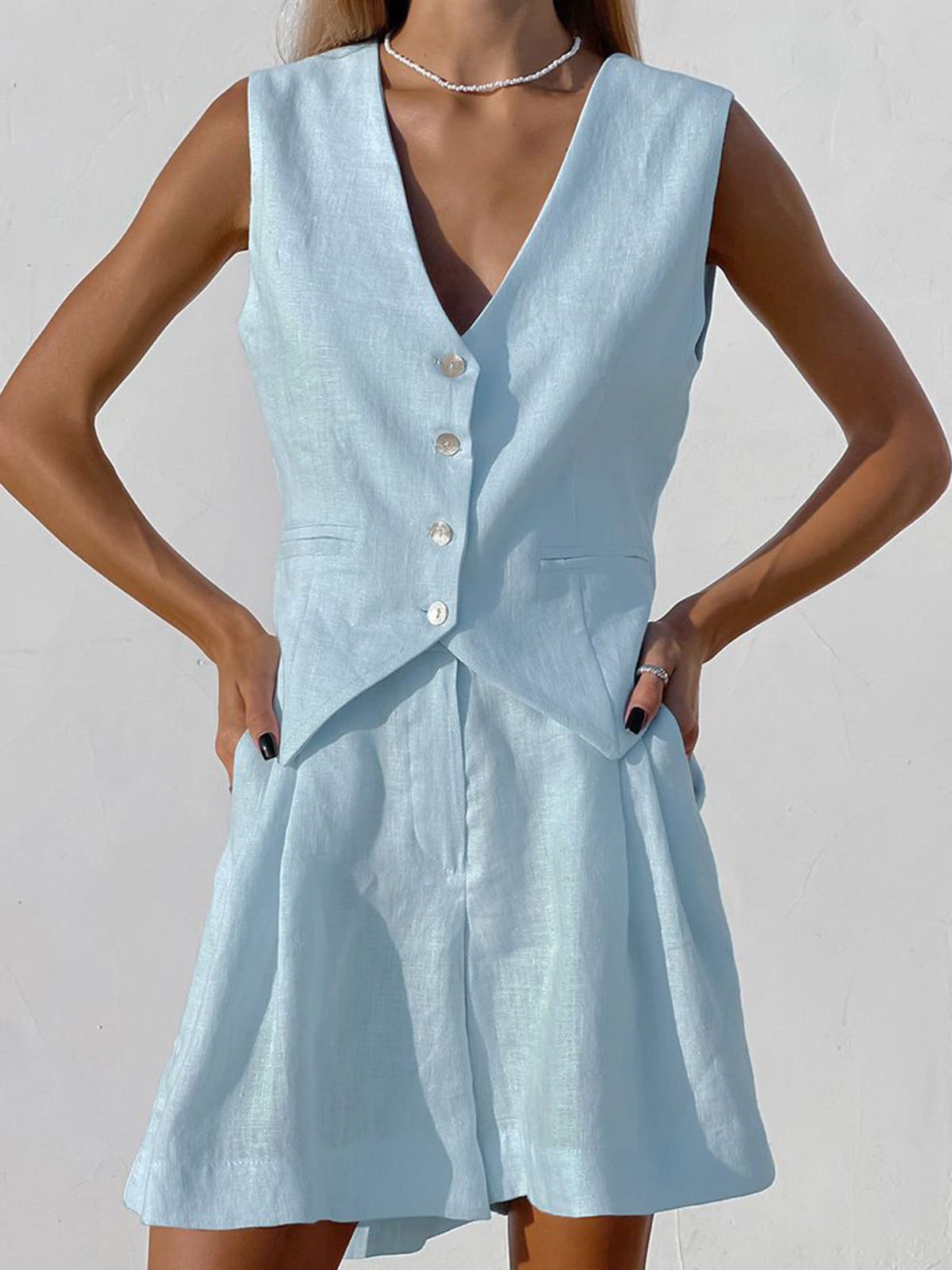 Paros Cover Up Trendy Two Piece Shorts Set