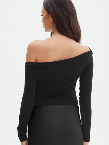 Oblique Off-Shoulder Graceful Long Sleeve Blouse