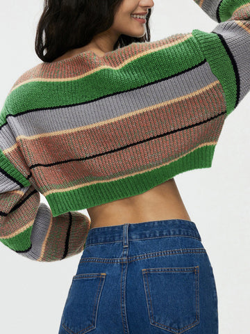 Indie Aesthetics Graceful Stripe Crop Sweater