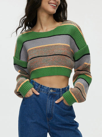 Indie Aesthetics Graceful Stripe Crop Sweater