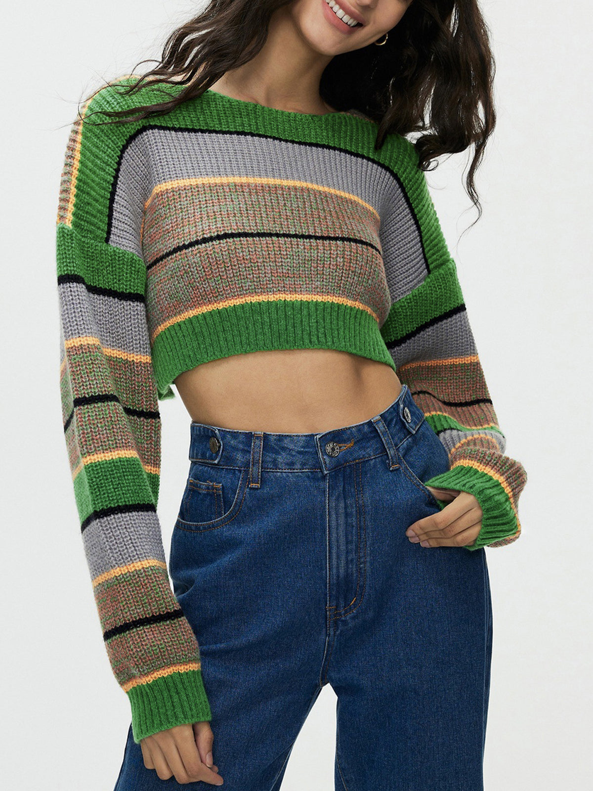 Indie Aesthetics Graceful Stripe Crop Sweater