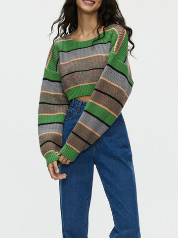 Indie Aesthetics Graceful Stripe Crop Sweater