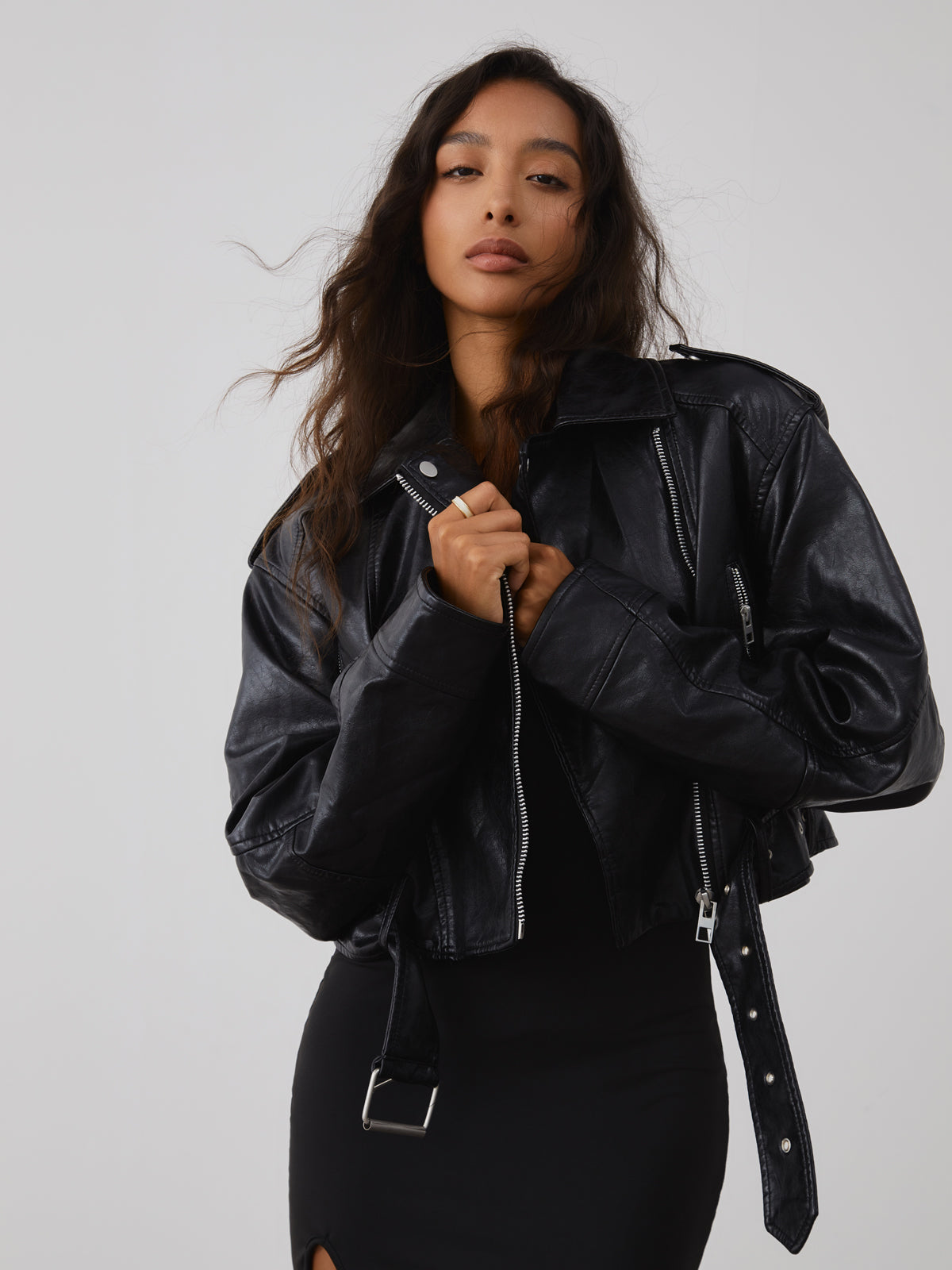 City Walk Graceful Faux Leather Jacket