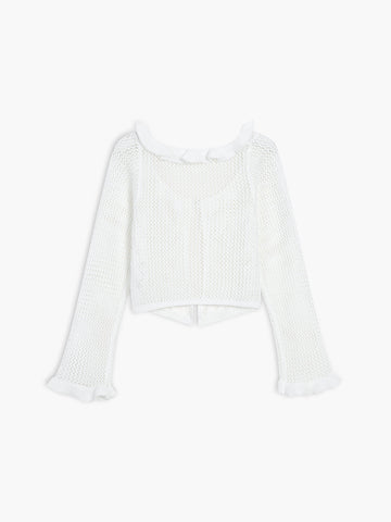 Crochet Eyelet Graceful Fly Away Cardigan