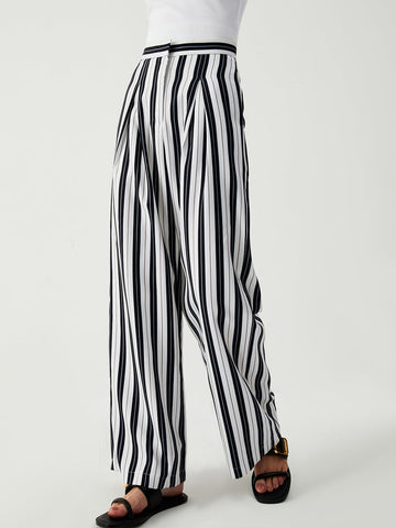 St Tropez Pinstripe Trendy Wide Leg Pants