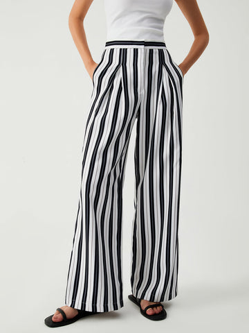 St Tropez Pinstripe Trendy Wide Leg Pants