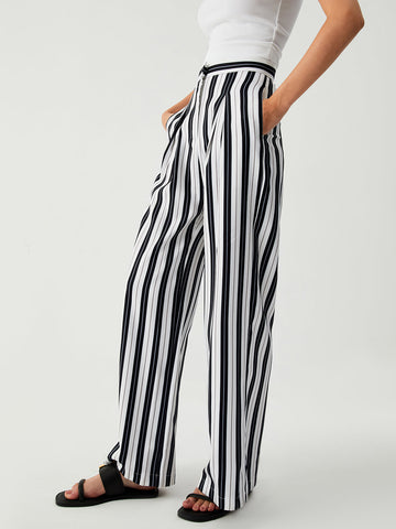 St Tropez Pinstripe Trendy Wide Leg Pants