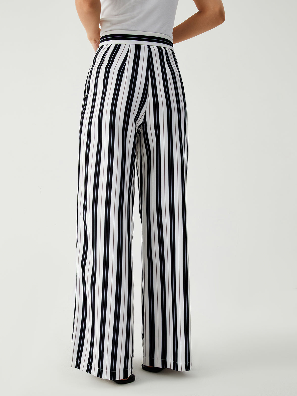 St Tropez Pinstripe Trendy Wide Leg Pants