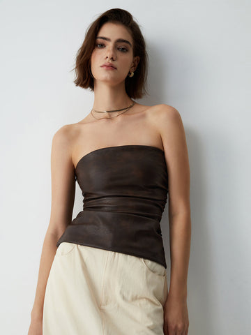 Tube Crop Graceful Leather Top