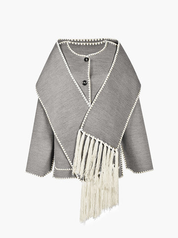 Contrast Trim Jacket Trendy With Matching Scarf