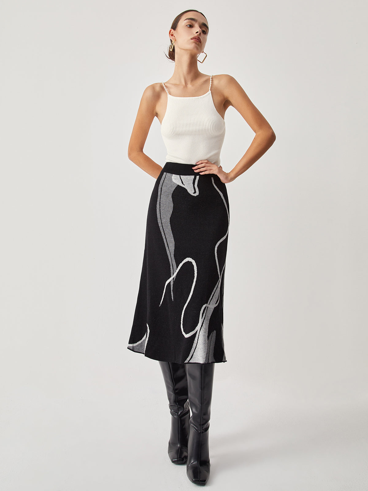 Pearl Strap Graceful Rib Cami Top