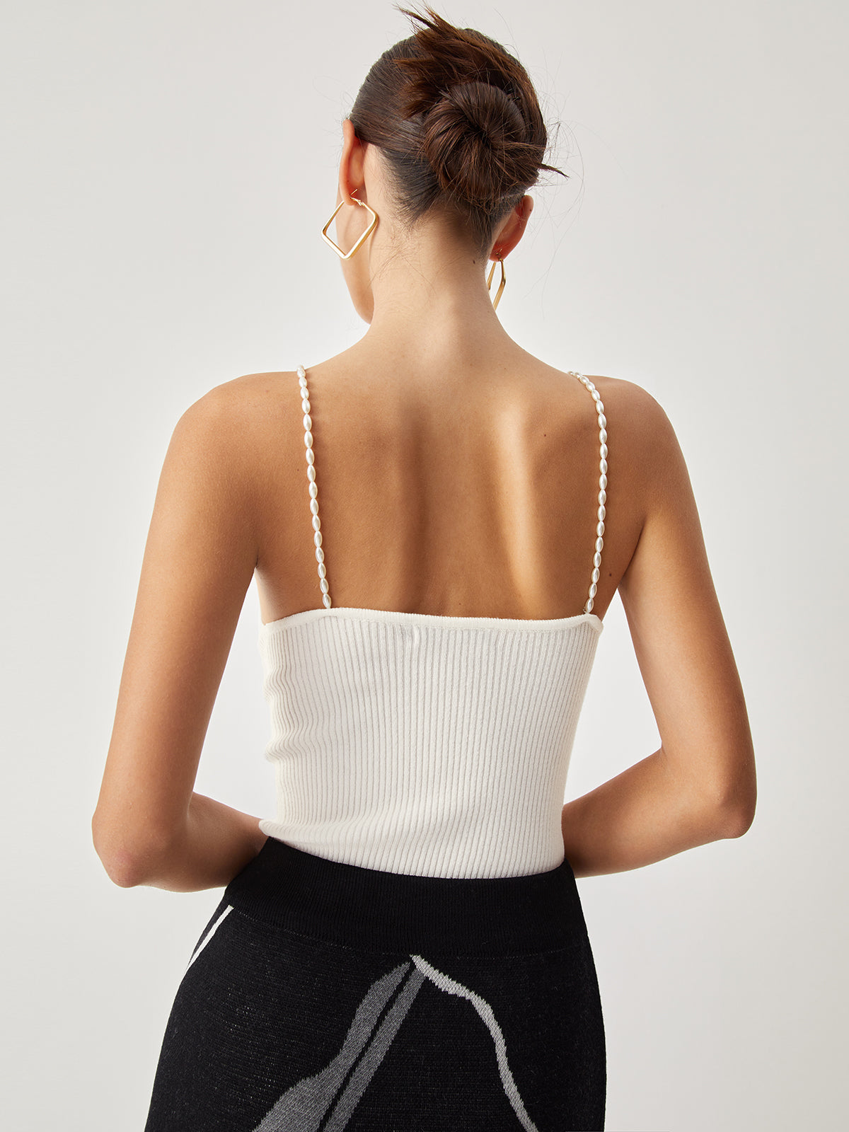Pearl Strap Graceful Rib Cami Top