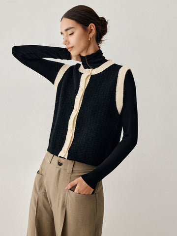 Contrast Trim Graceful Knit Vest