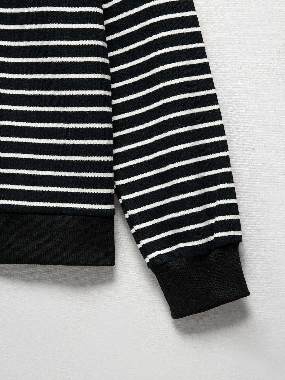 Stripe Quarter Zip Trendy Open Collar Sweatshirt