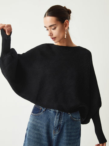 Slouchy Oversized Graceful Rib Crop Sweater