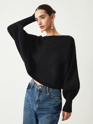 Slouchy Oversized Graceful Rib Crop Sweater