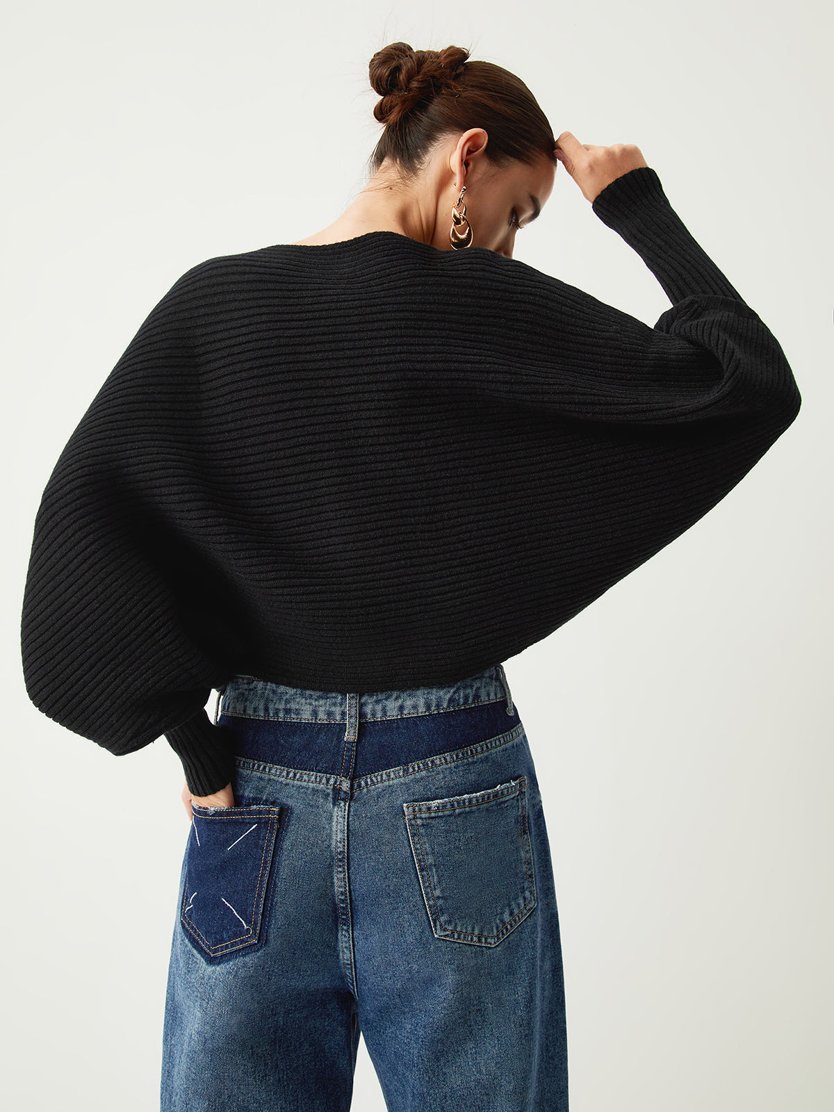 Slouchy Oversized Graceful Rib Crop Sweater