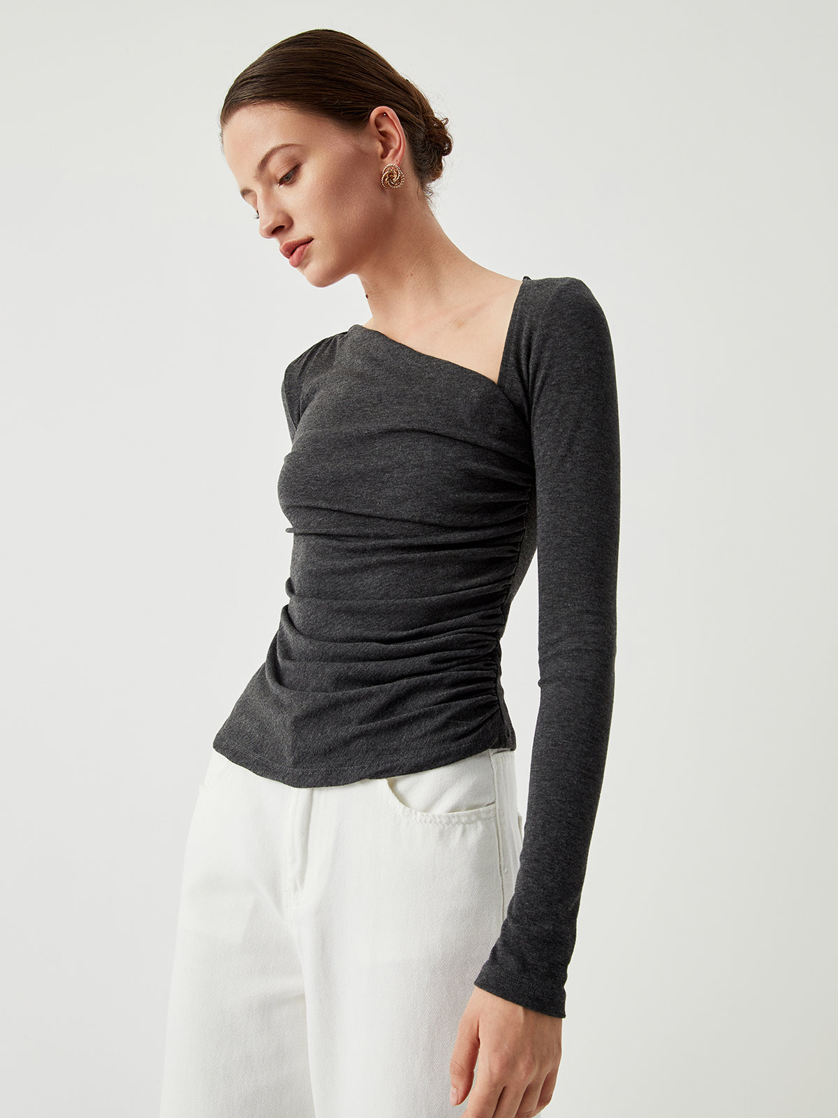 Slinky Asymmetric Graceful Long Sleeve Shirt