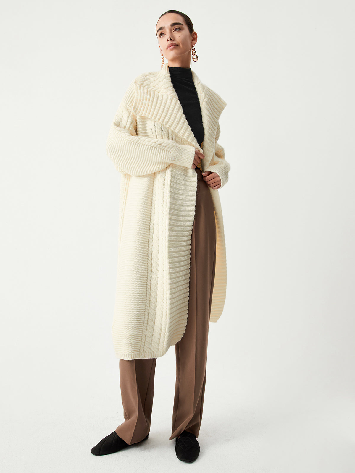 Nice And Clear Trendy Cable Knit Coat