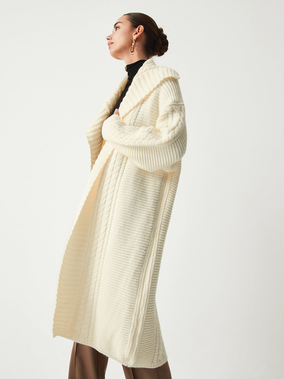 Nice And Clear Trendy Cable Knit Coat