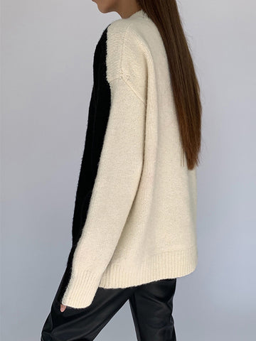 Casual Contrast Graceful Color Knit Sweater