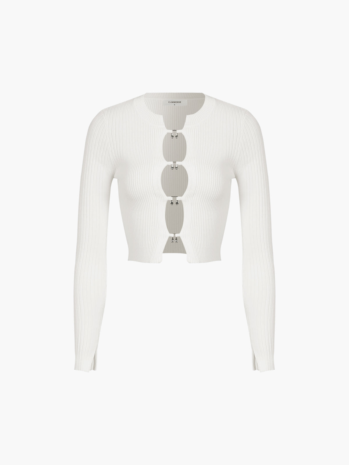 Cutout Split Beads Trendy Detail Ribbed Knit Top