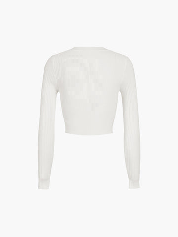 Cutout Split Beads Trendy Detail Ribbed Knit Top