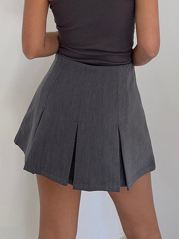 Casual Pleated Graceful Hem Mini Skort