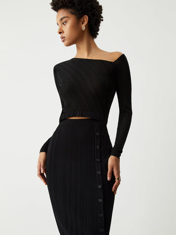 One Shoulder Off Trendy Knit Midi Dress