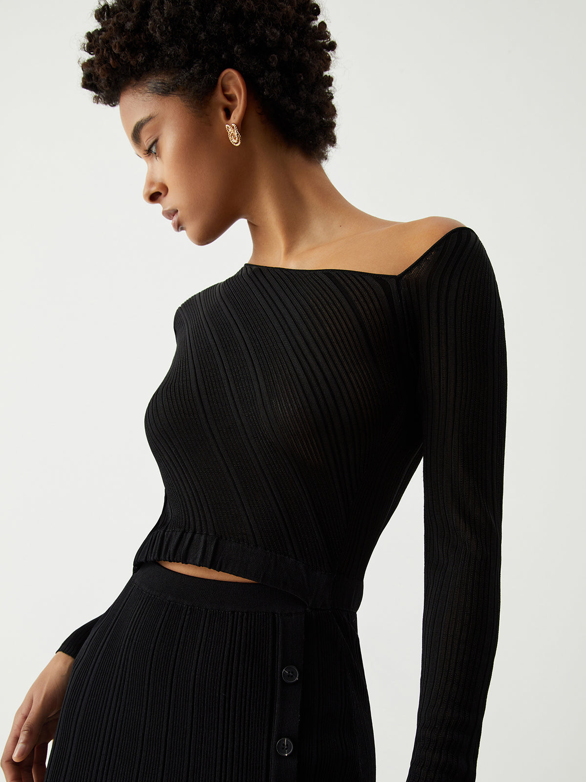 One Shoulder Off Trendy Knit Midi Dress