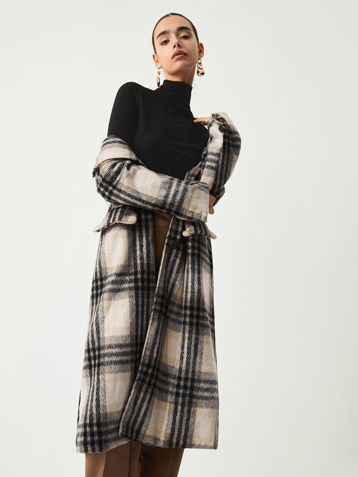 Glen Check Graceful Longline Coat