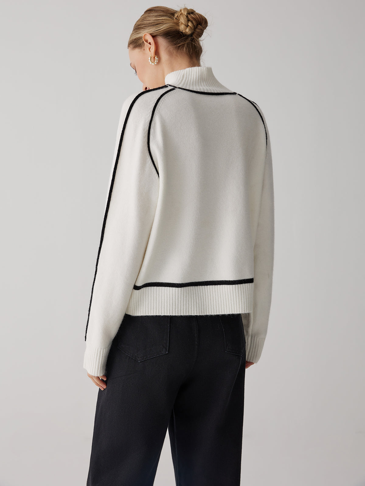 Contrast Turtleneck Graceful Long Sleeve Sweater