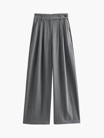 Tailored Pinstripe Graceful Wide Leg Pants