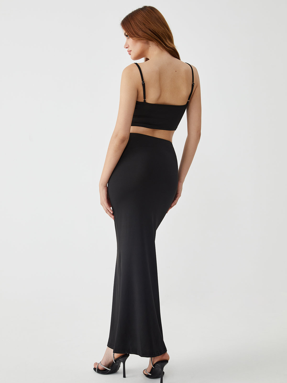 Solid Backless Graceful Two-Piece Skirt Set