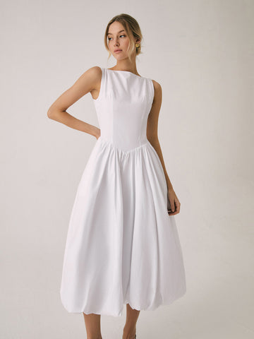 Cutout Cotton Graceful Sleeveless Midi Dress