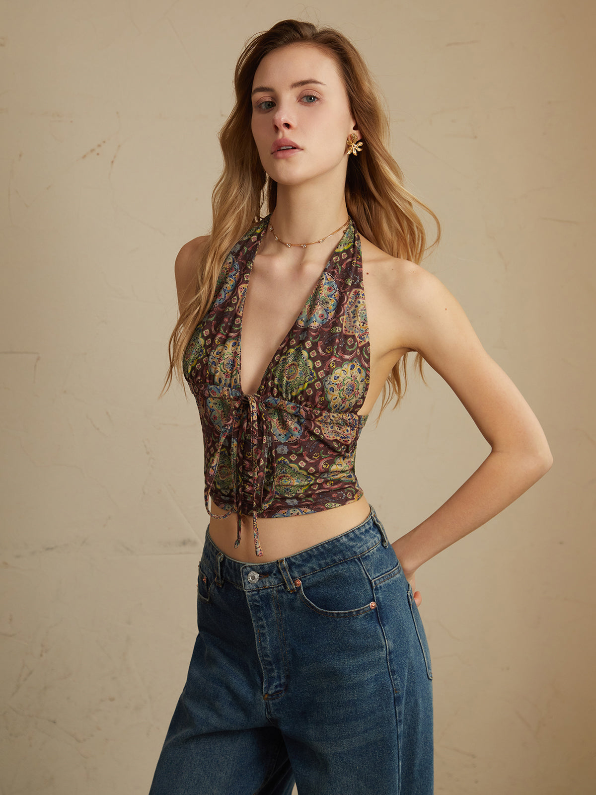 Boho Knotted Graceful Halter Tank Top