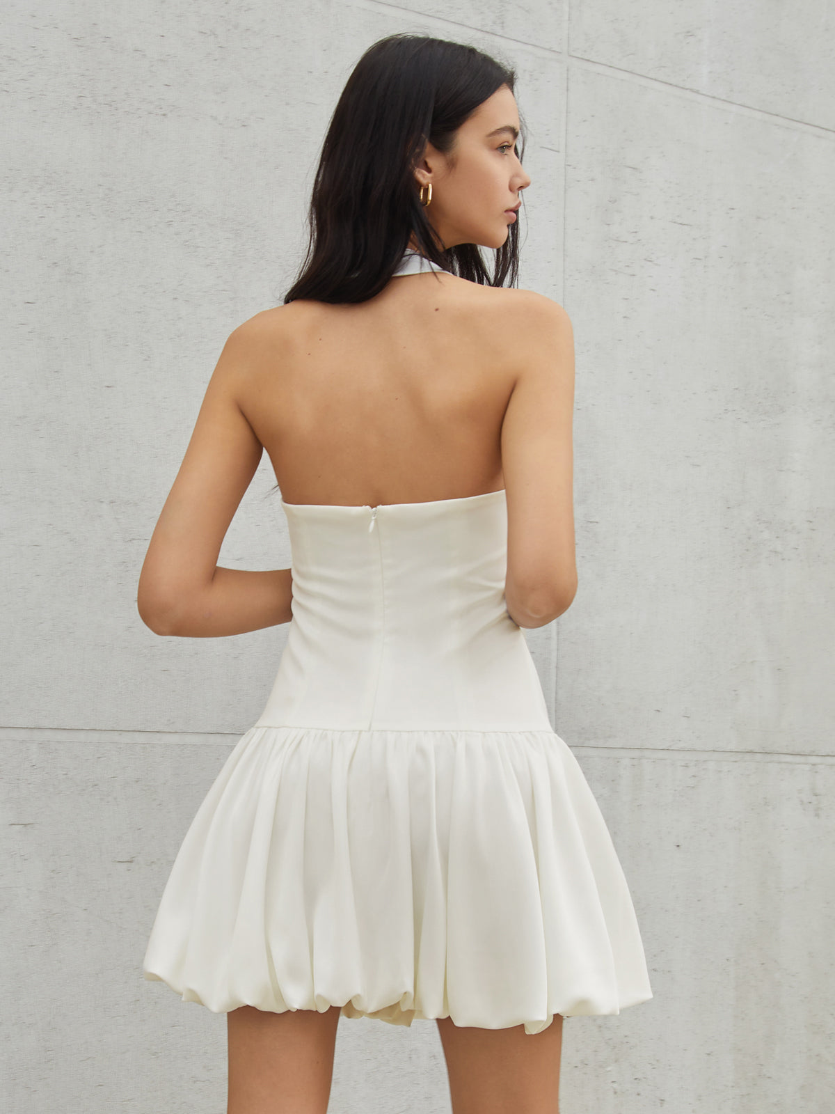Plain Halter Graceful Sleeveless Short Dress