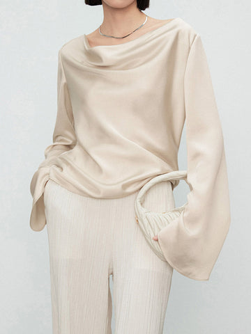 Elegant Cowl Neck Trendy Long Sleeve Blouse