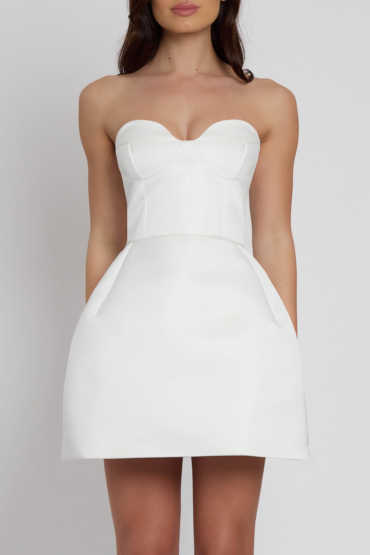 Baby Bustier Mini Trendy Dress - White